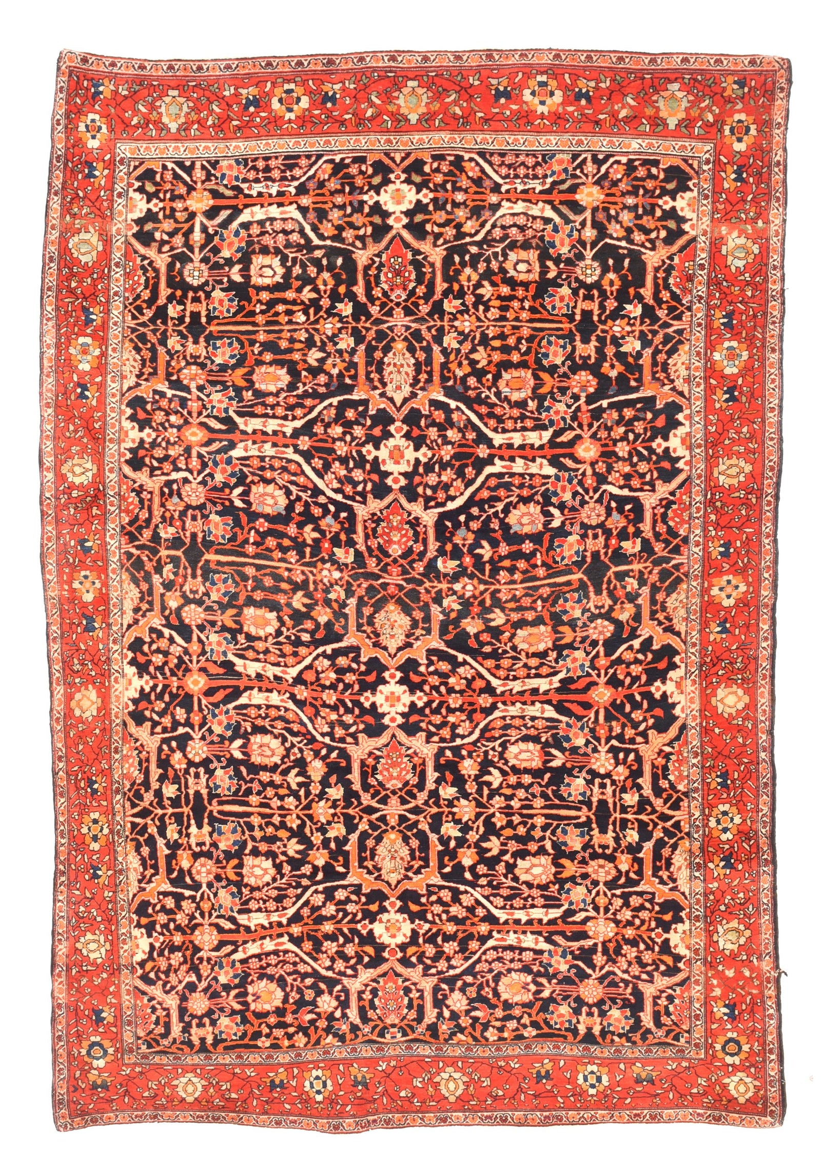 Antique Navy field Farahan Sarouk Persian Area Rug