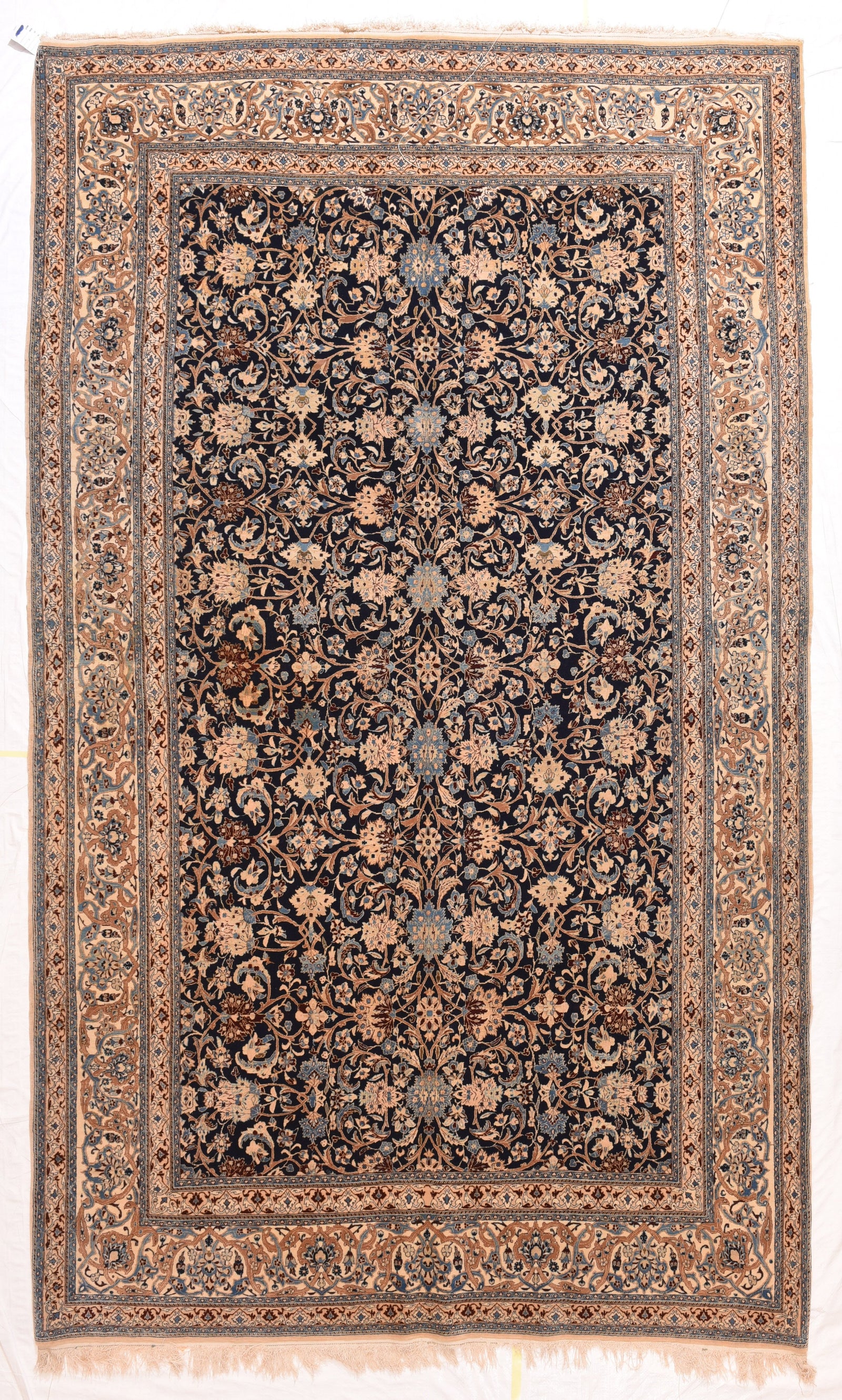 Antique Black Persian Nain Area Rug