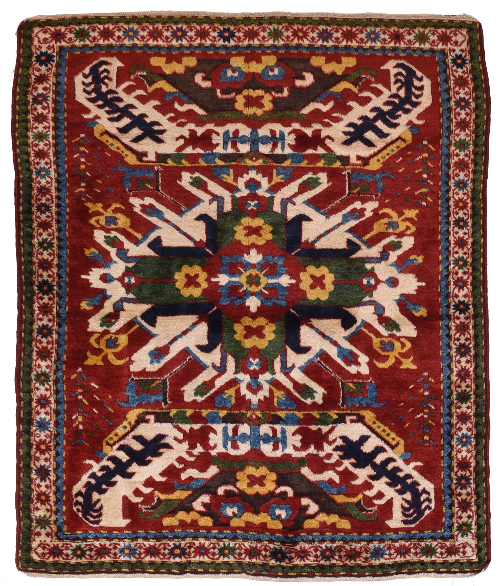 Antique Red Kazak Caucasian Russian Area Rug