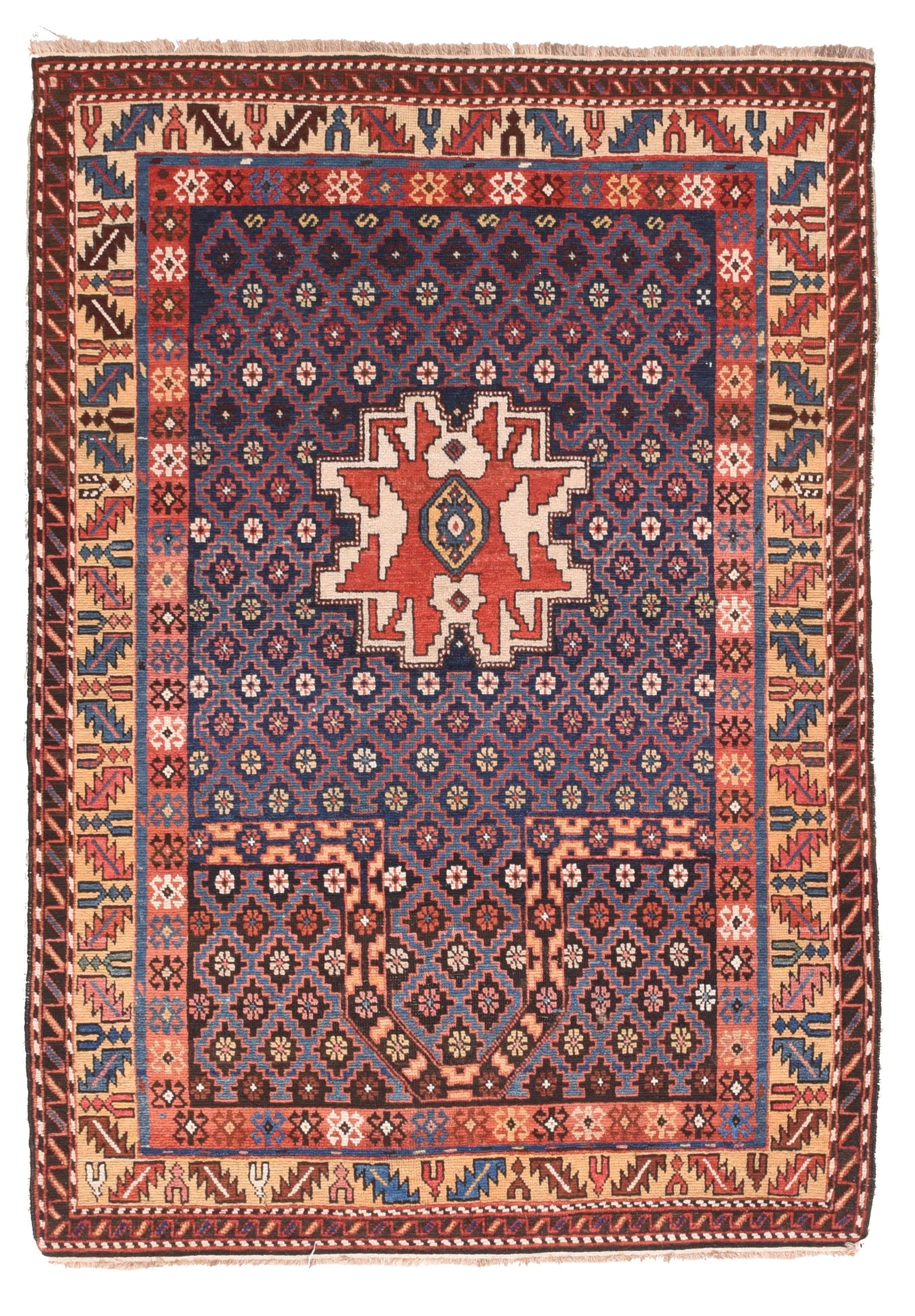 Antique Red Shirvan Caucasian Russian Area Rug