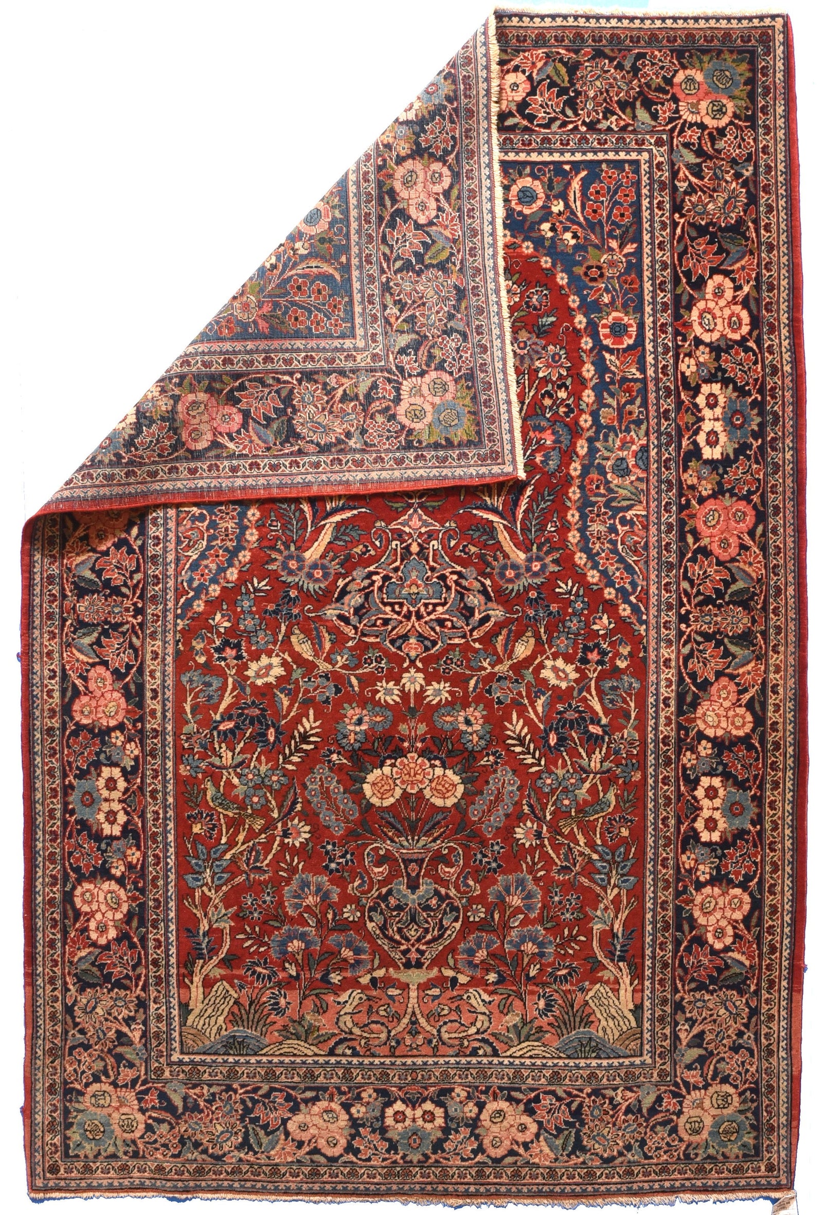 Semi Red Kashan Persian Area Rug