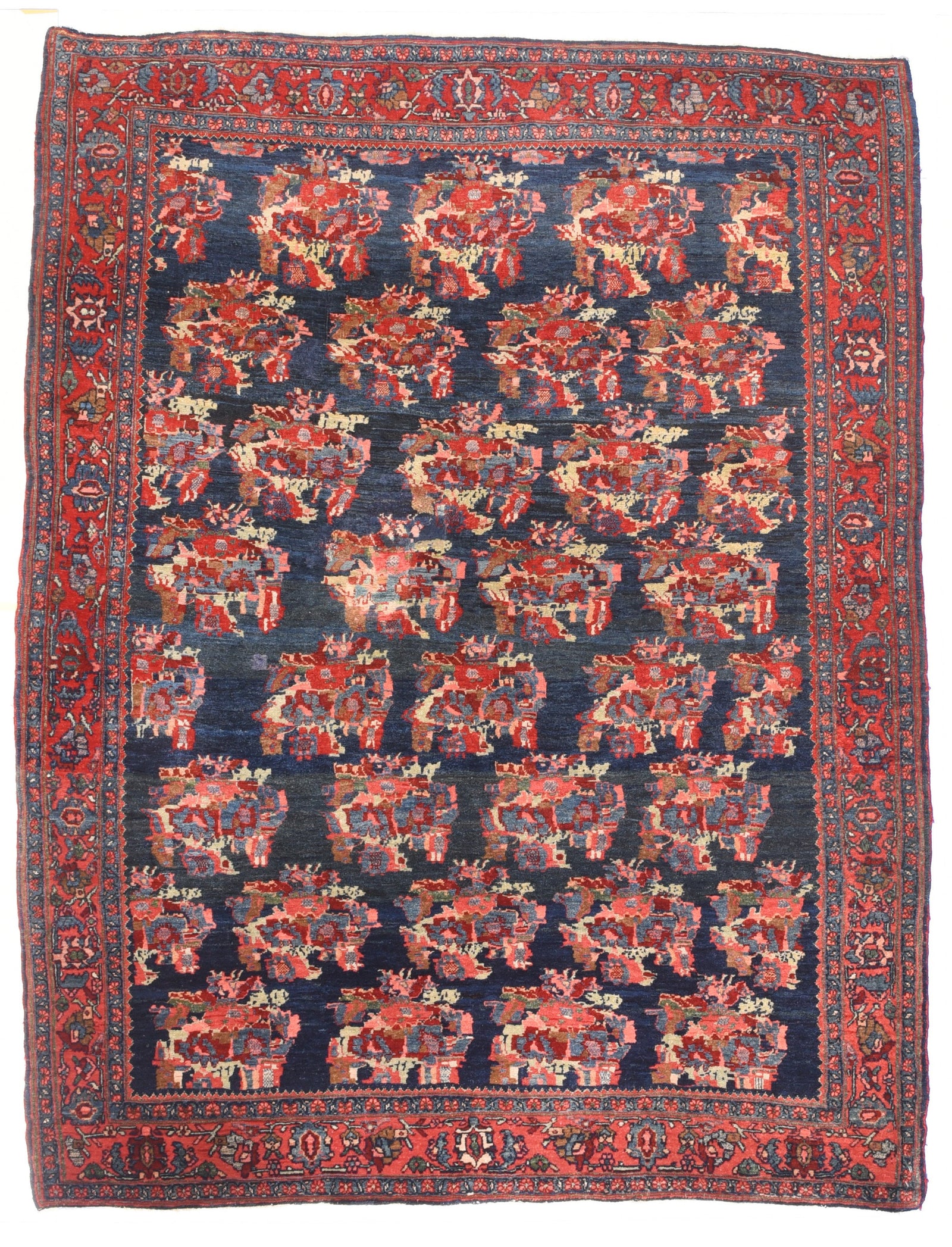 Antique Red Bijar Persian Area Rug