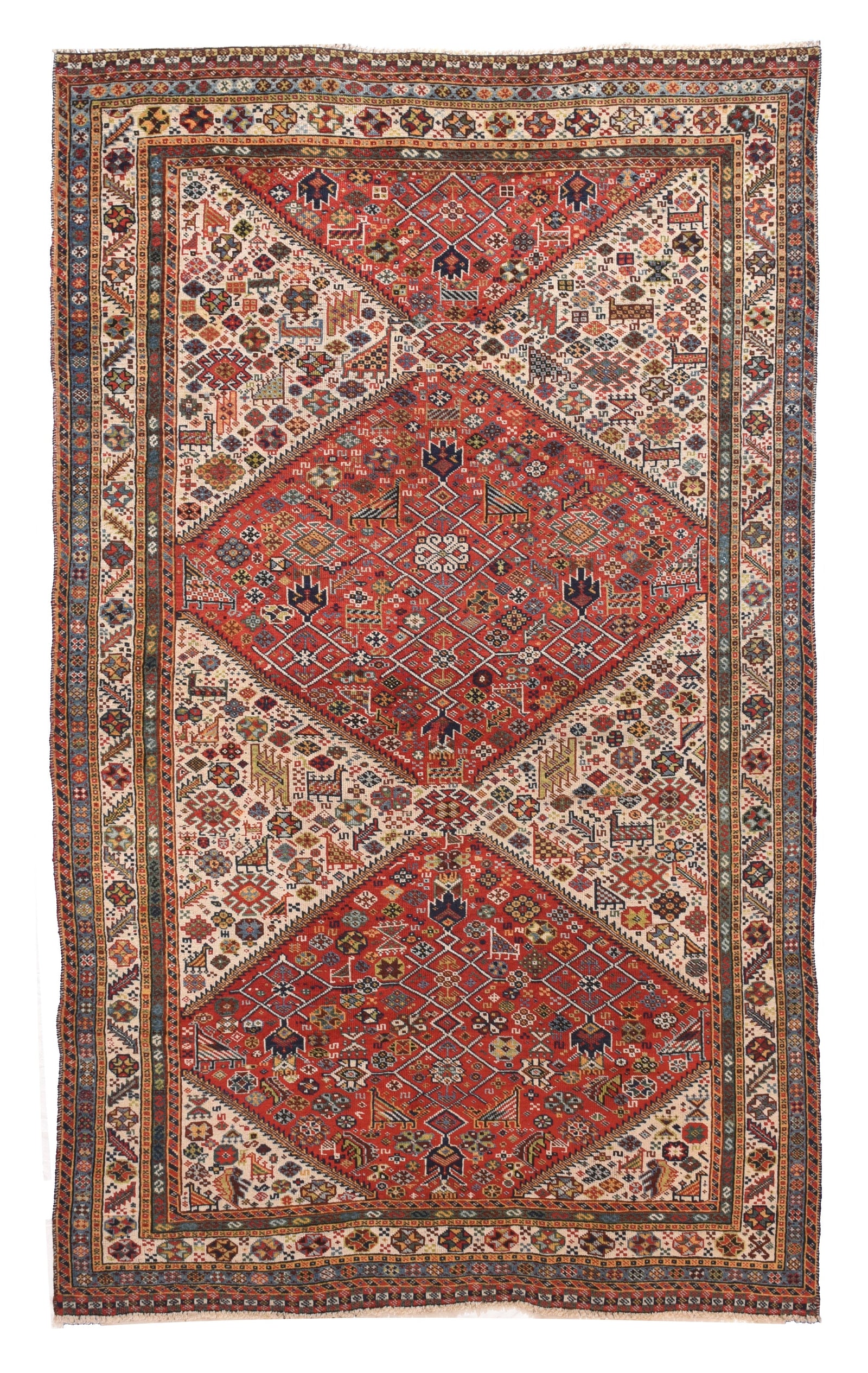 Antique Red Lavar Kerman Persian Area Rug