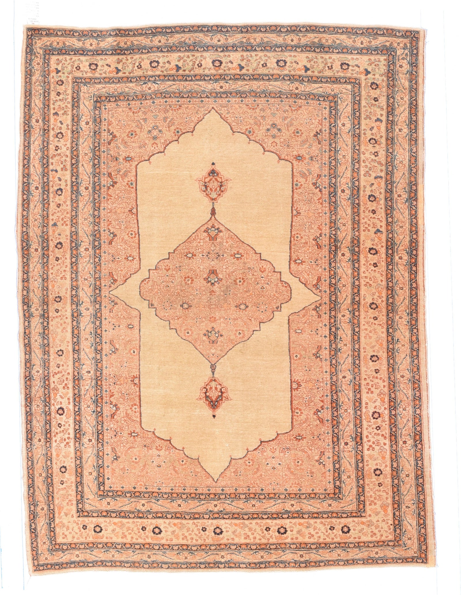 Antique Ivory Tabriz Haji Jalili Persian Area Rug