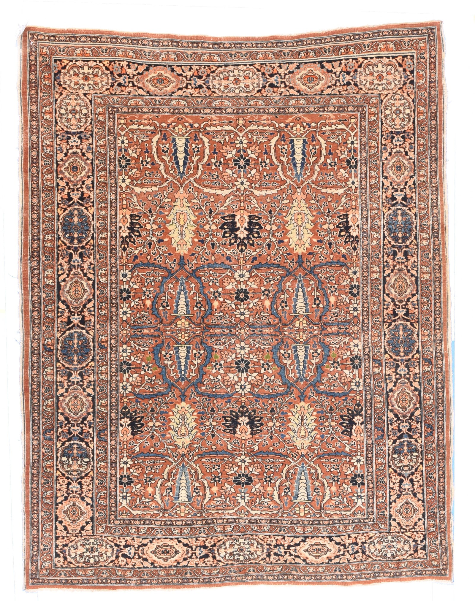 Antique Rust Tabriz Haji Jalili Persian Area Rug