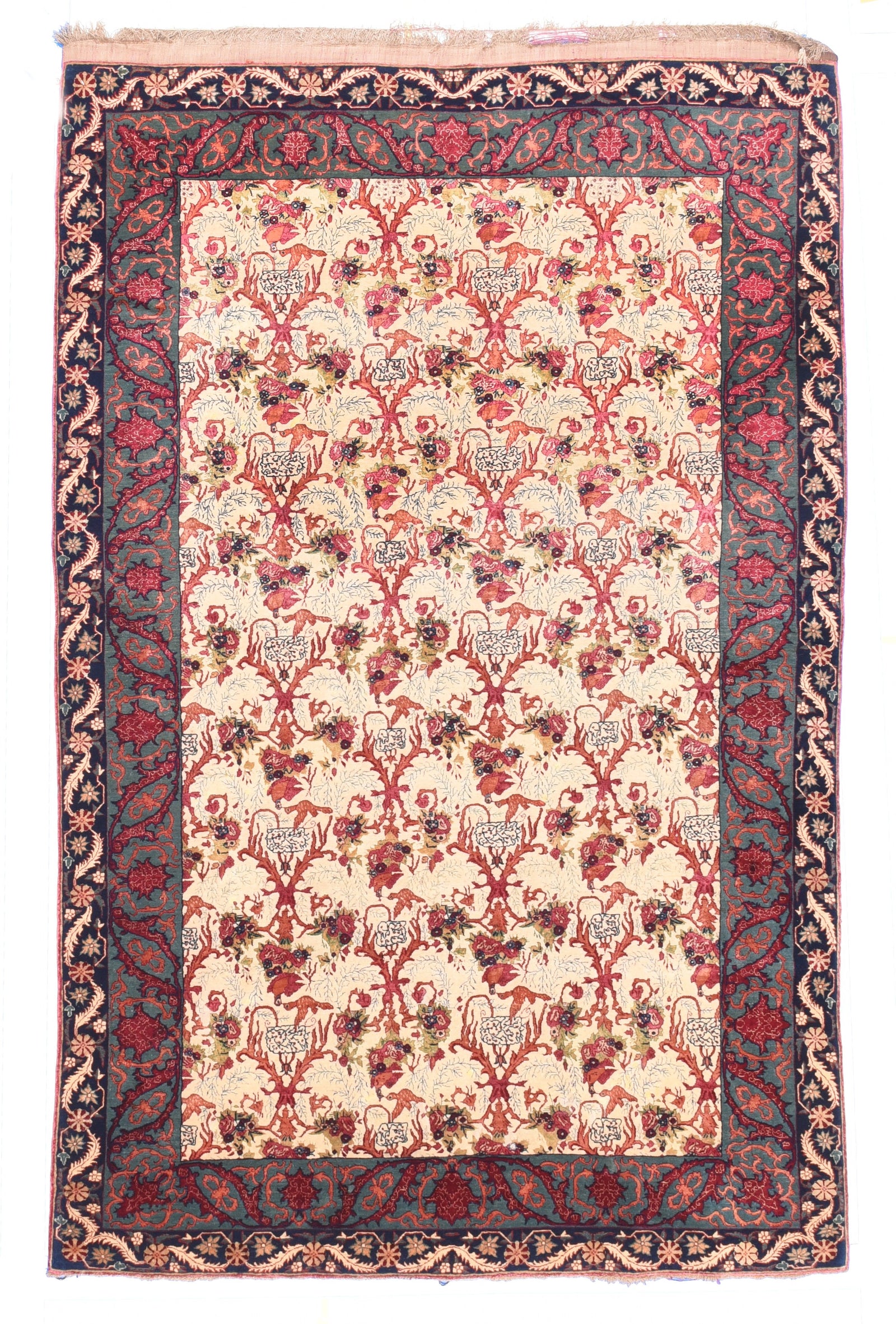 Antique Beige Extremely Fine & Rare Bidjar Persian Area Rug