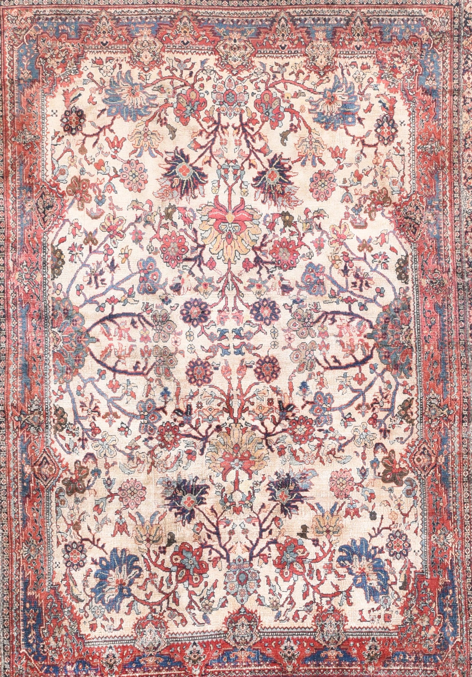 Antique Silk Senneh Persian Area Rug
