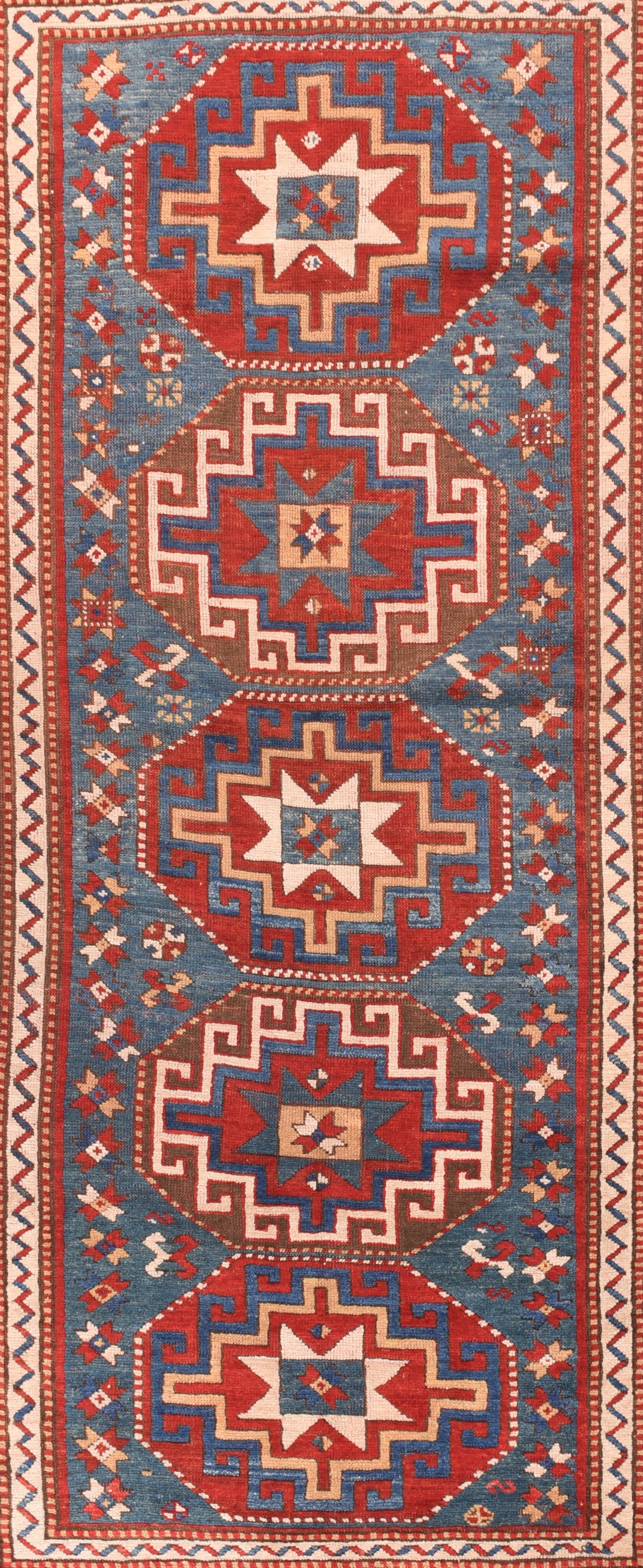 Antique Kazak Russian Area Rug