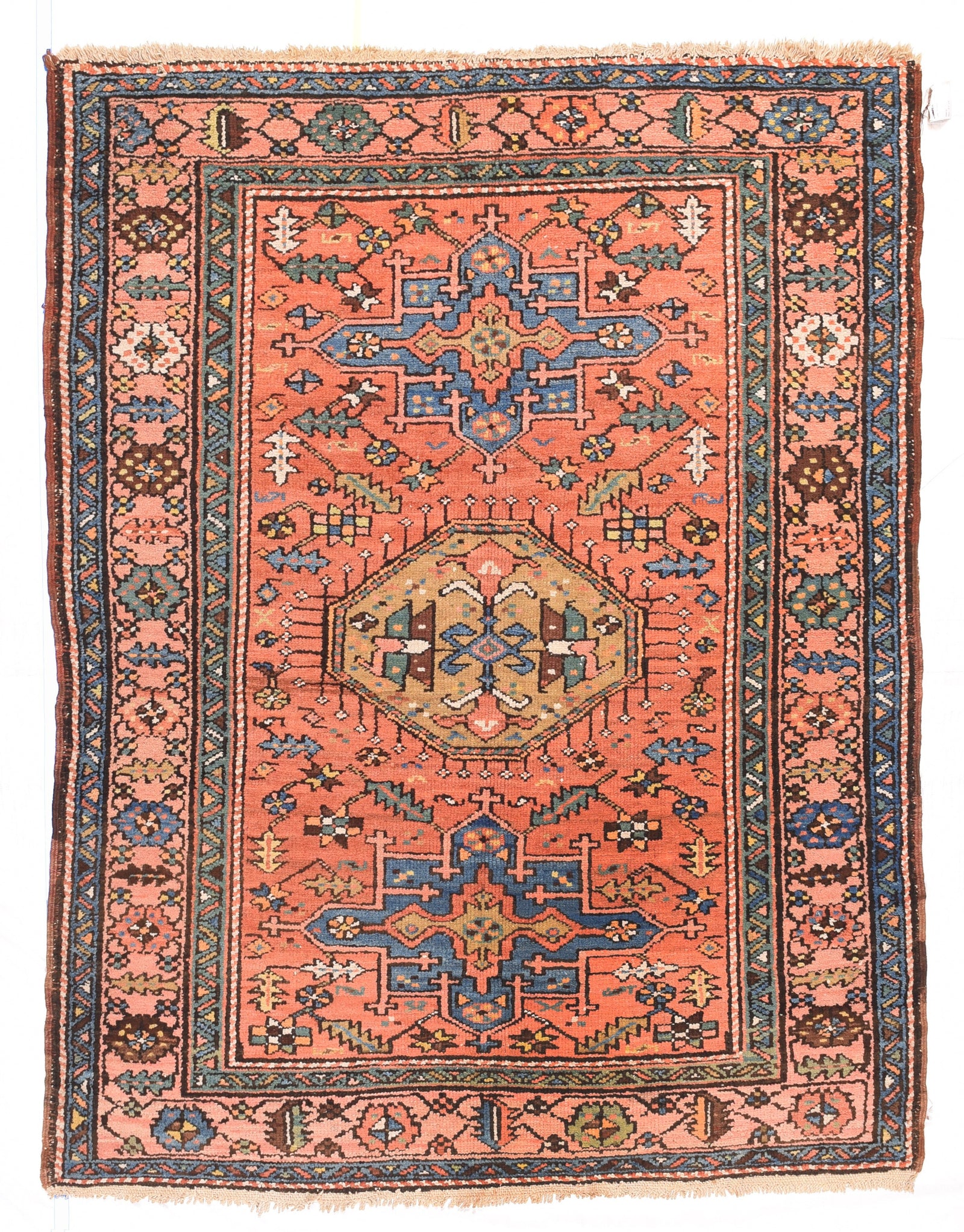 Antique Rust Tribul Heriz Persian Area Rug