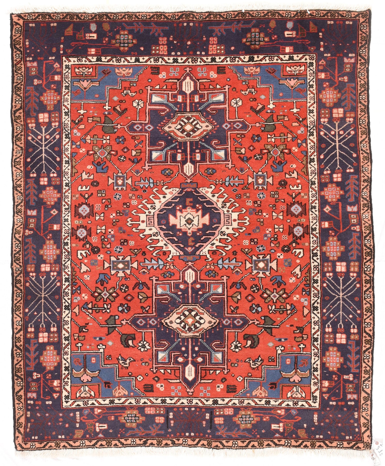 Semi Antique Red Karajeh Persian Area Rug