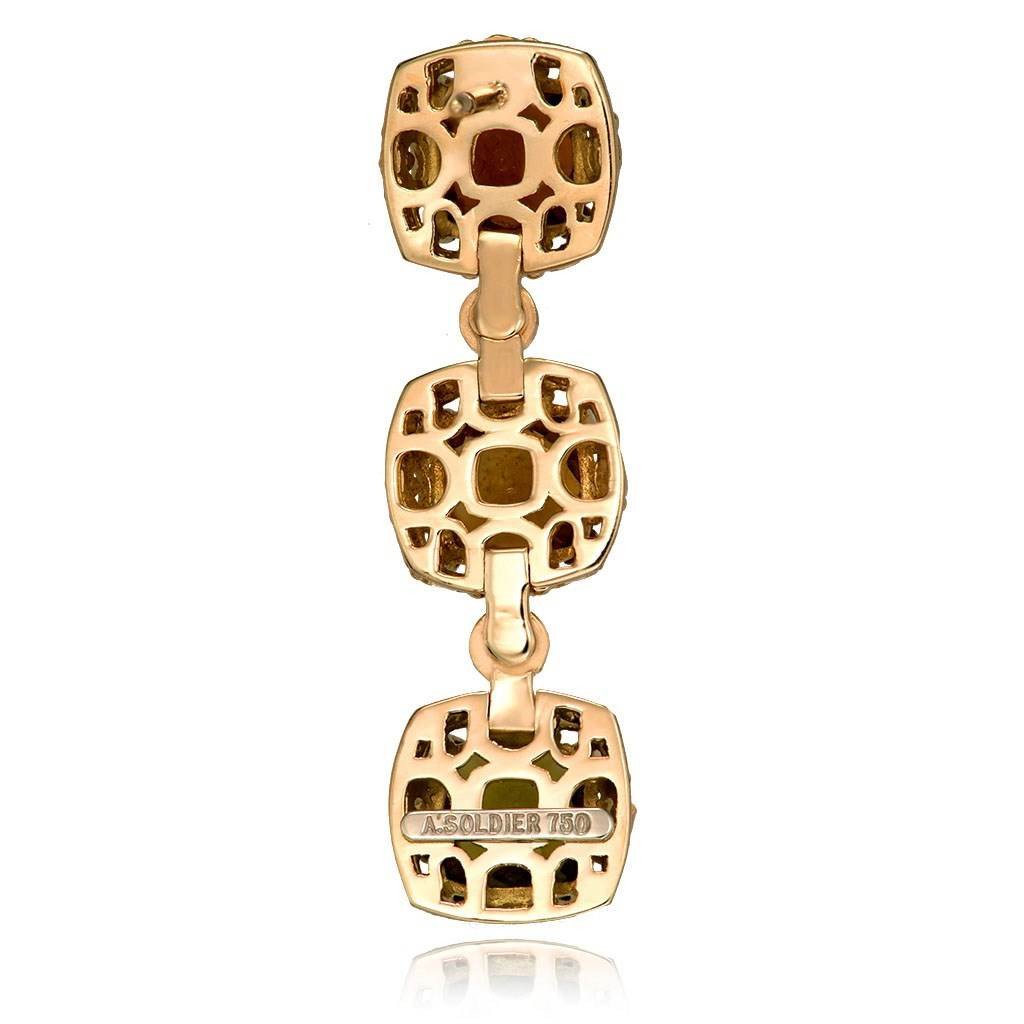 Tourmaline Byzantine Drop Earrings in Yellow Gold