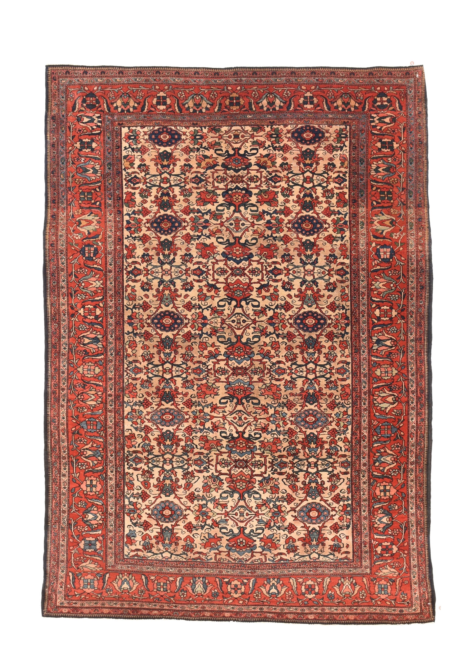 Antique Ivory Farahan Sarouk Persian Area Rug
