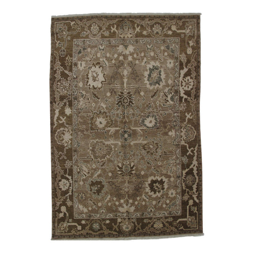 Turkish Oushak Design Hand Woven Wool Rug - 6' X 9