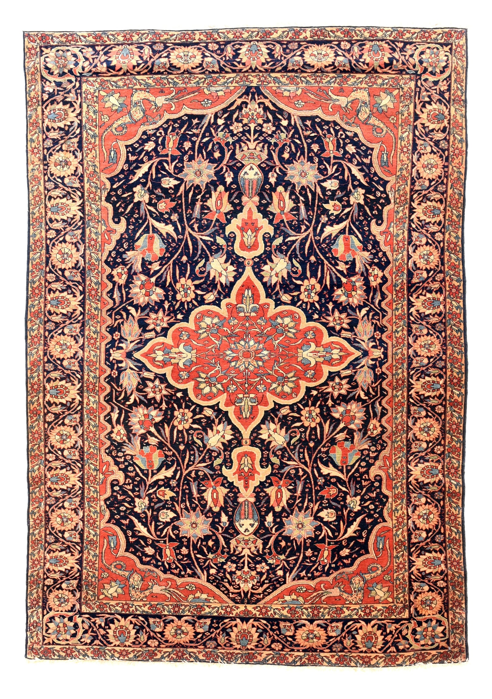 Antique Navy Sarouk Farahan Persian Area Rug
