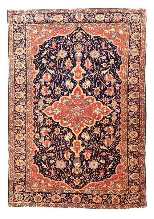 Antique Navy Sarouk Farahan Persian Area Rug