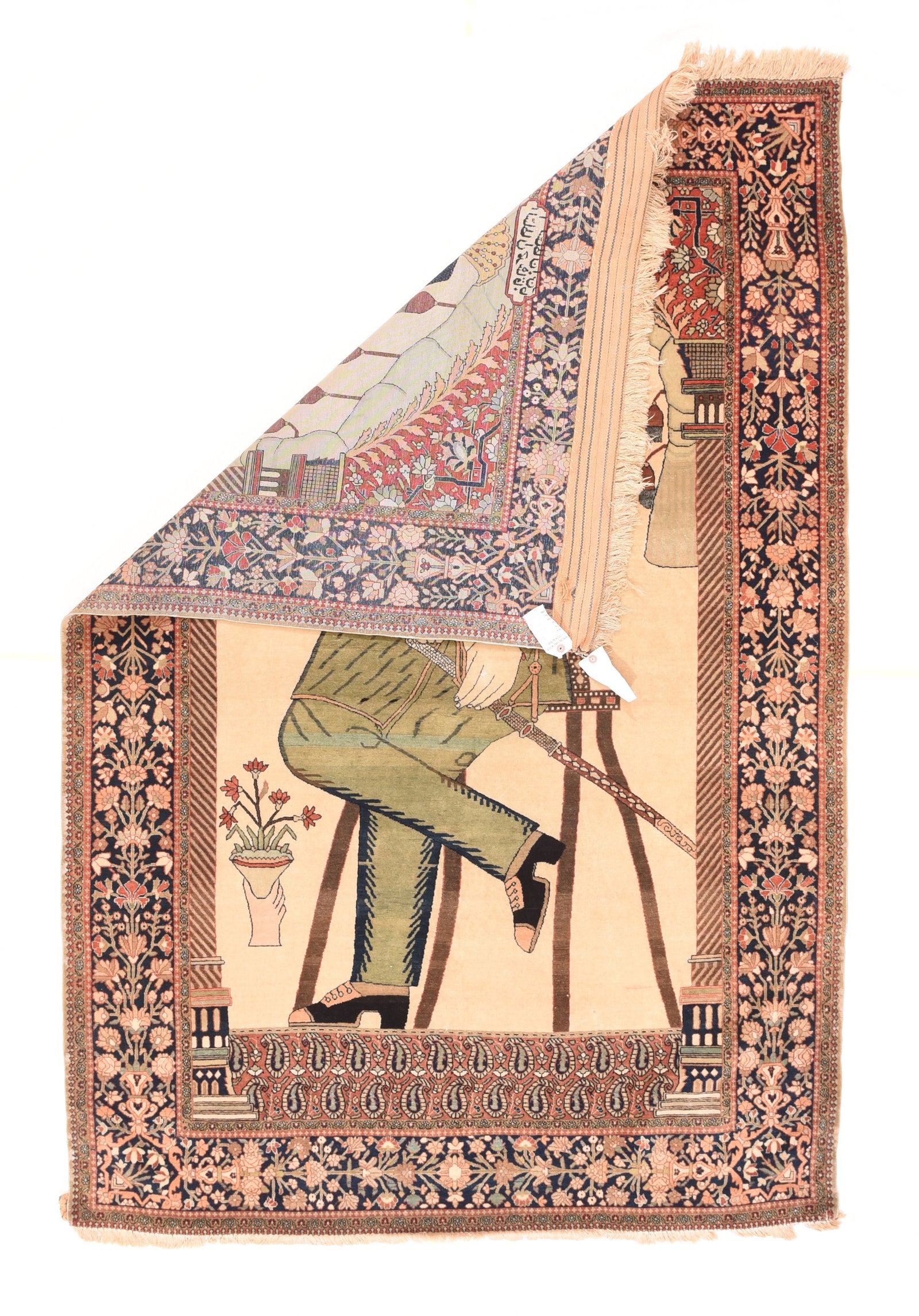 Antique Kashan Mohtasham Persian Area Rug