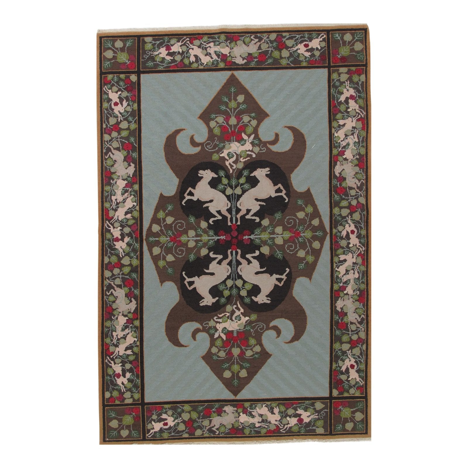 Soumak Design Hand Woven Wool Rug - 6' X 9'