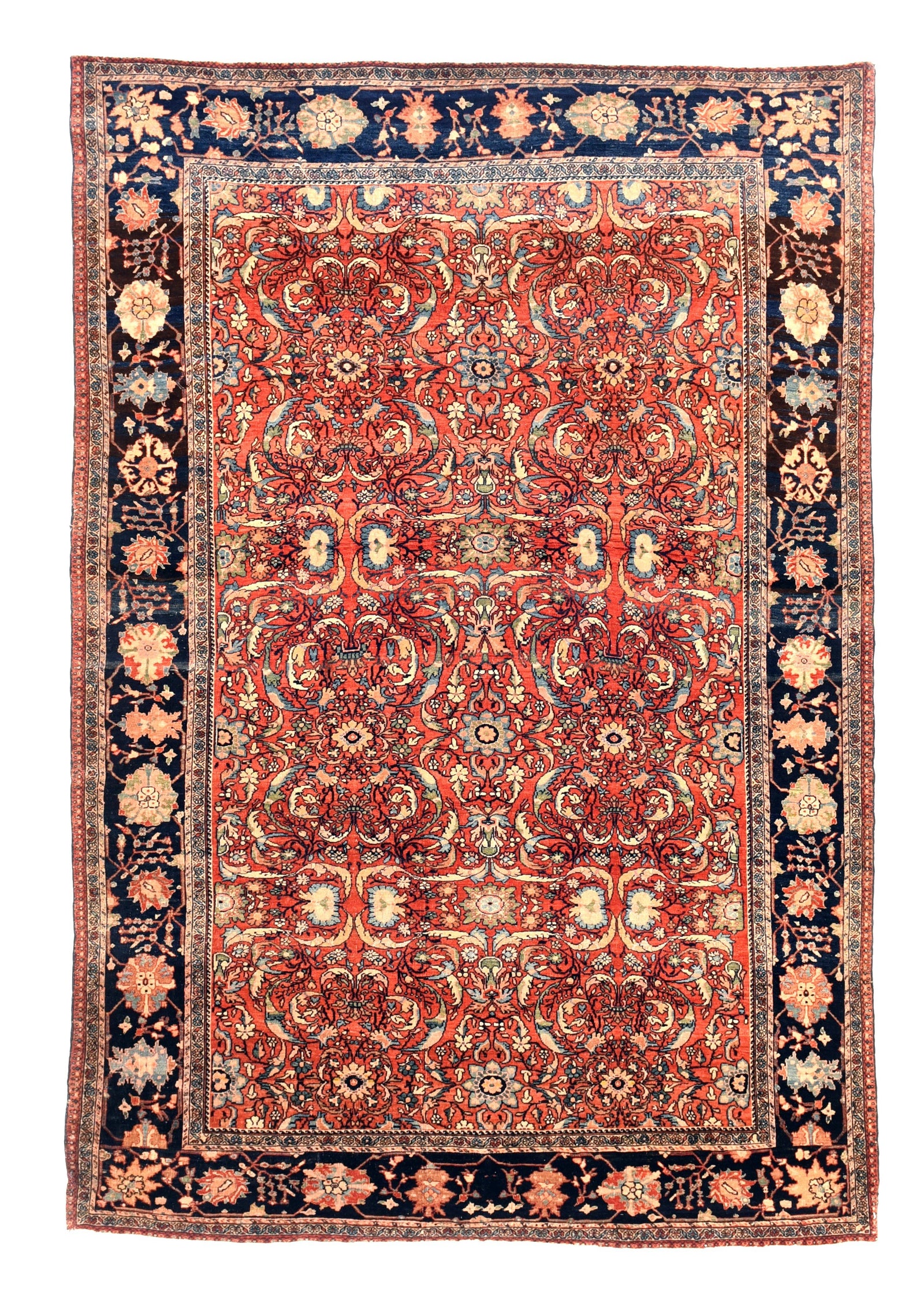 Antique Burgundy Farahan Sarouk Persian Area Rug