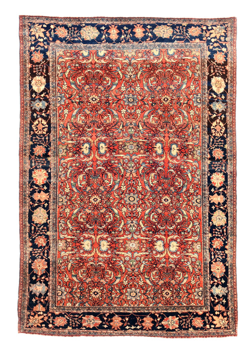 Antique Burgundy Farahan Sarouk Persian Area Rug