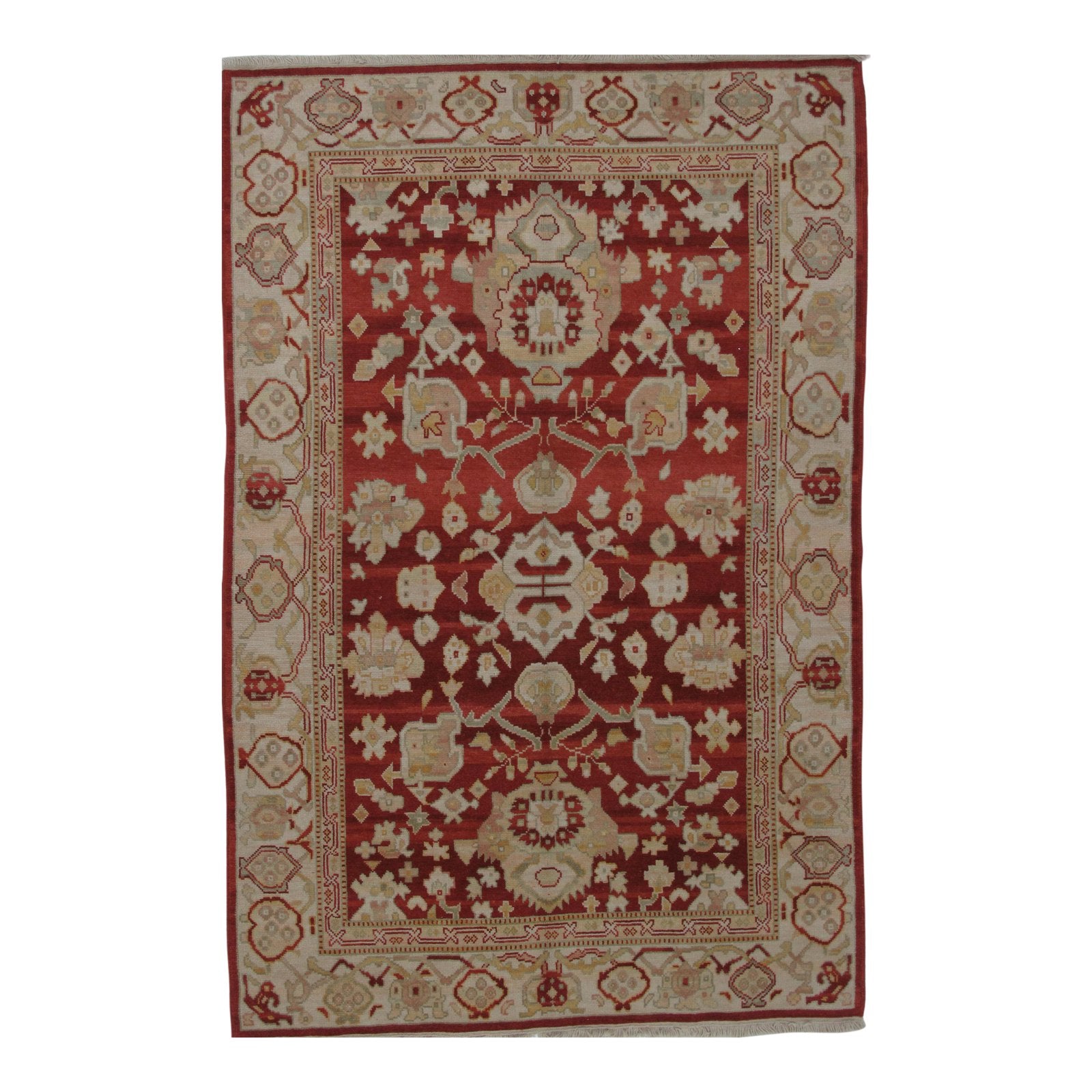Turkish Oushak Design Hand Woven Wool Rug - 6' X 9'