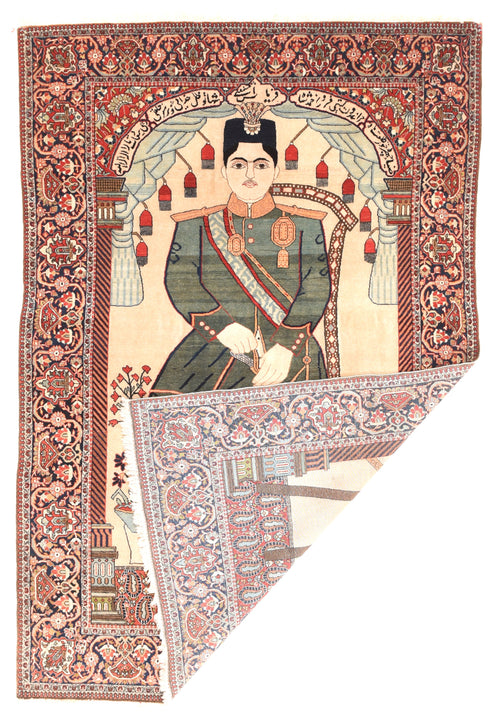 Antique Mohtasham Kashan Persian Area Rug