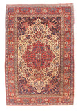 Antique Ivory field Isfahan Persian Area Rug
