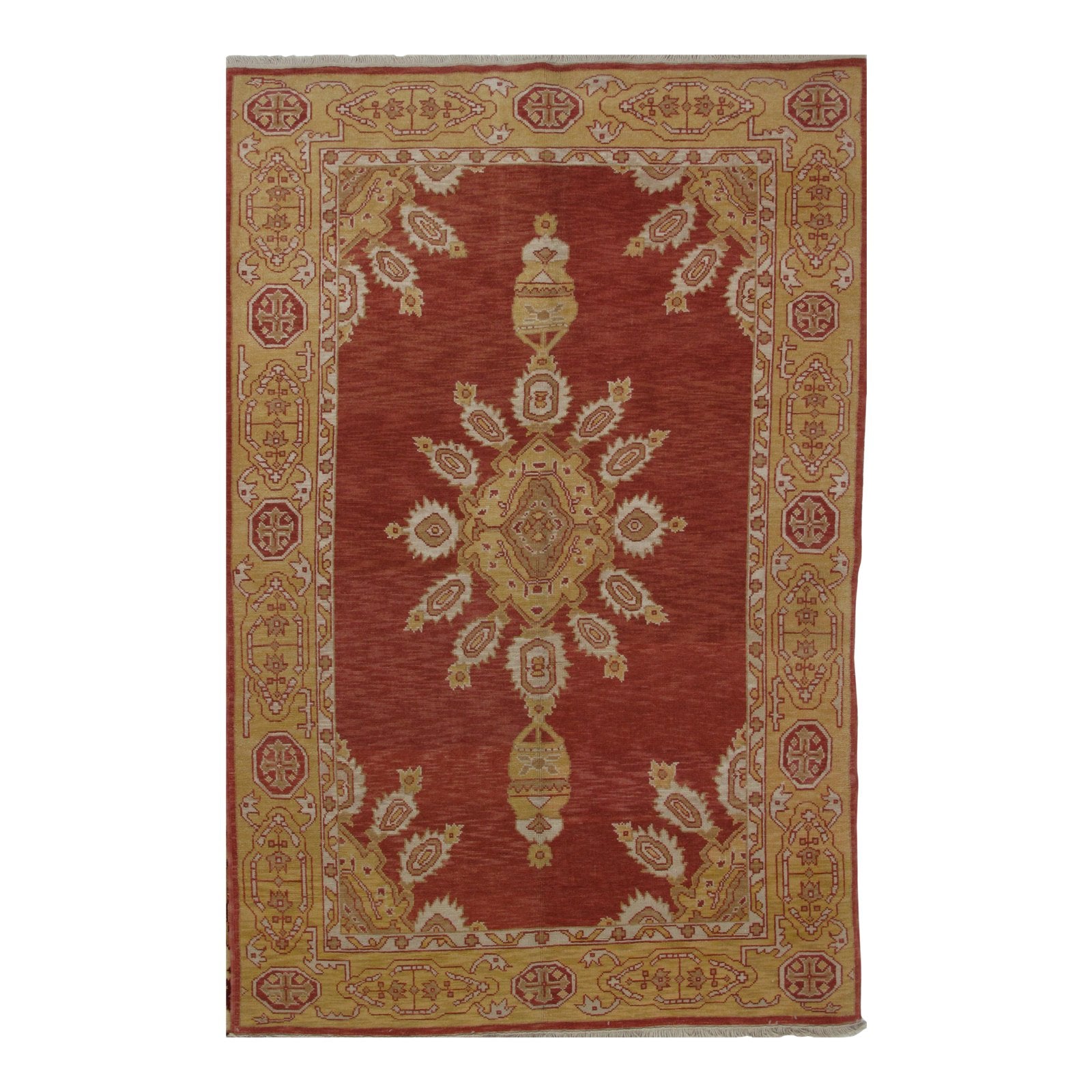Turkish Oushak Design Hand Woven Wool Rug - 6' X 9'