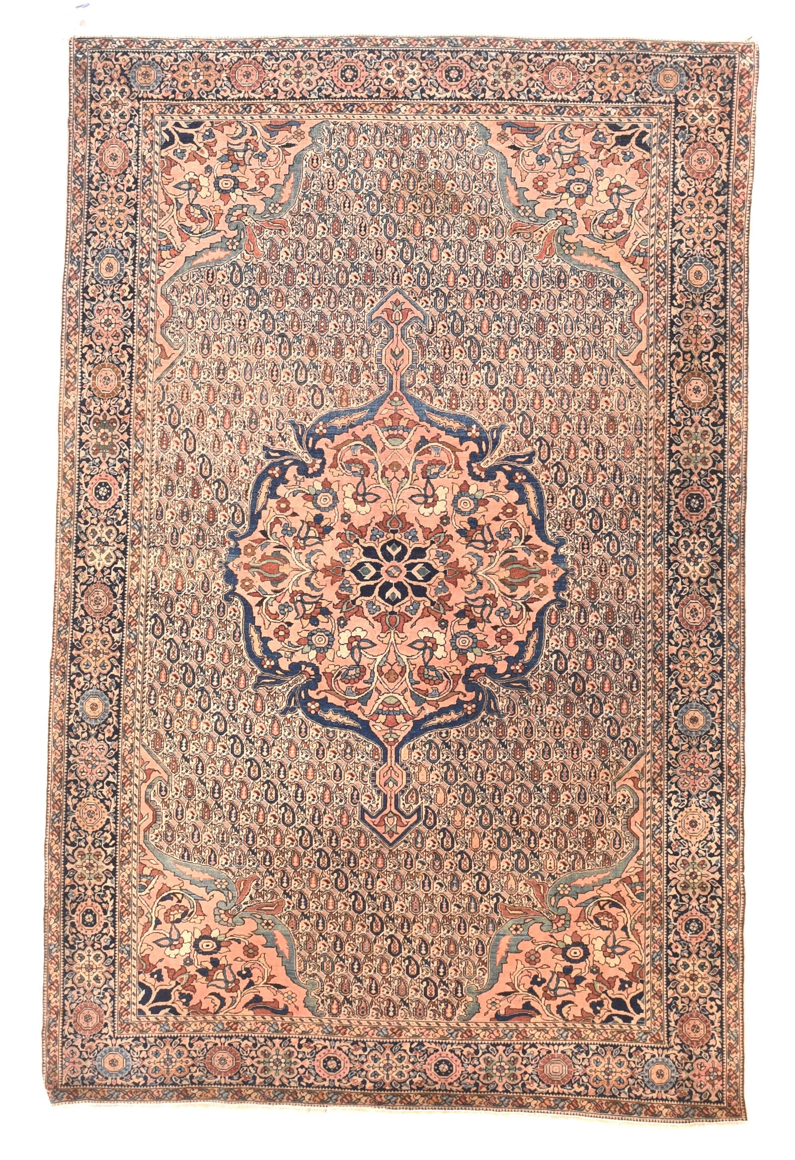 Antique Beige Farahan Sarouk Persian Area Rug