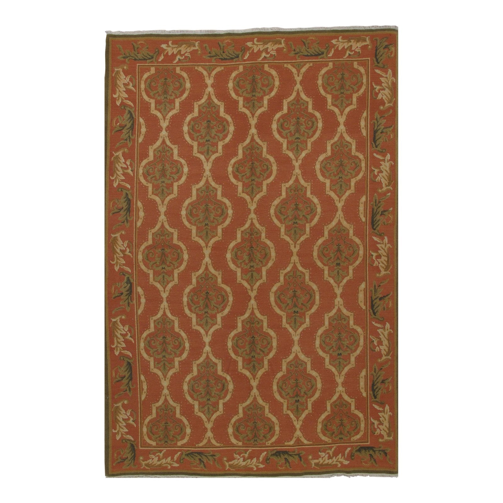 Soumak Design Hand Woven Wool Rug - 6' X 9'