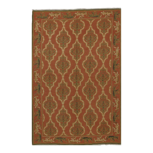 Soumak Design Hand Woven Wool Rug - 6' X 9'