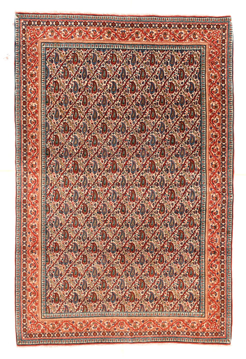 Antique Rust Qum Persian Area Rug