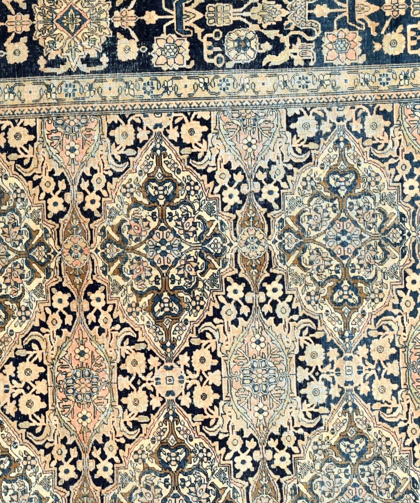 Antique Mohtasham Kashan Persian Area Rug