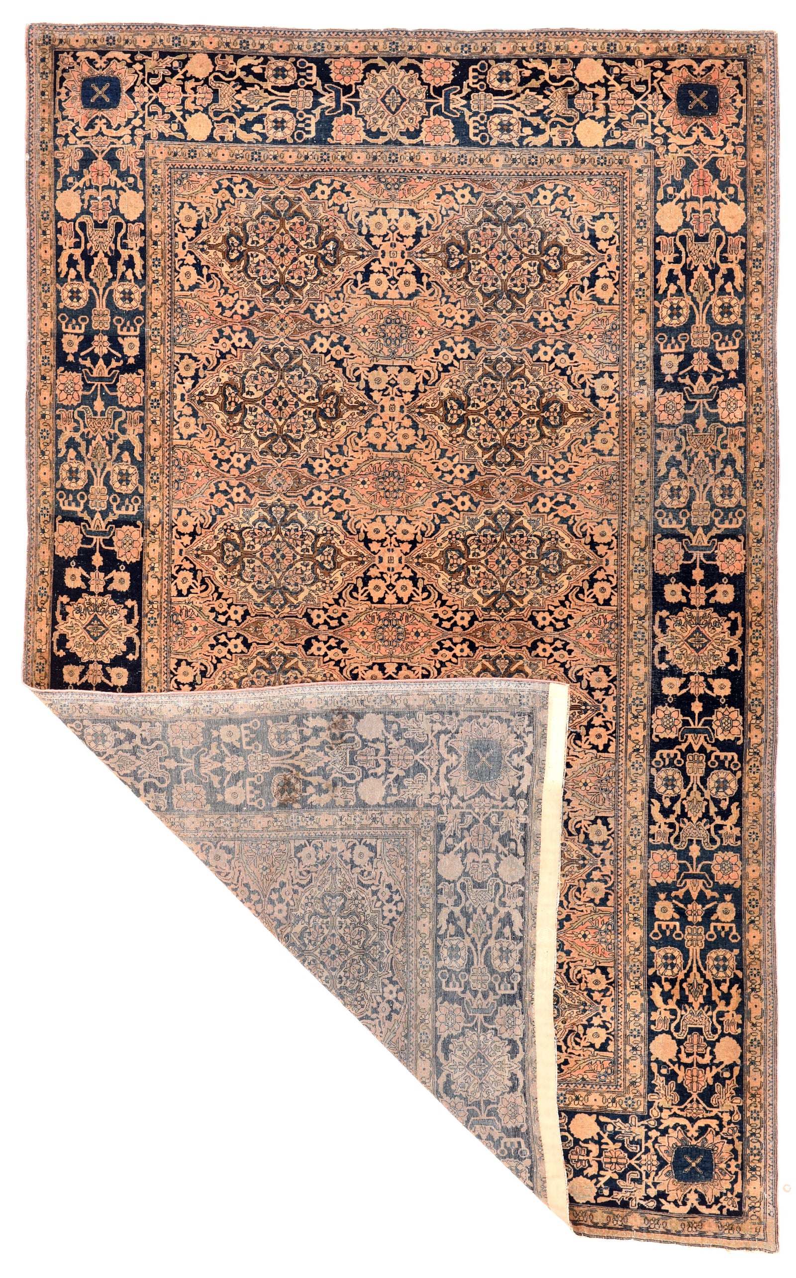 Antique Mohtasham Kashan Persian Area Rug