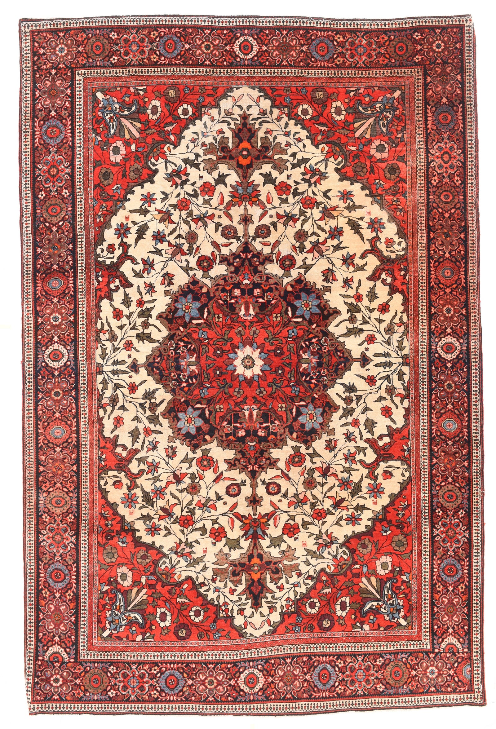 Antique Beige Farahan Sarouk Persian Area Rug