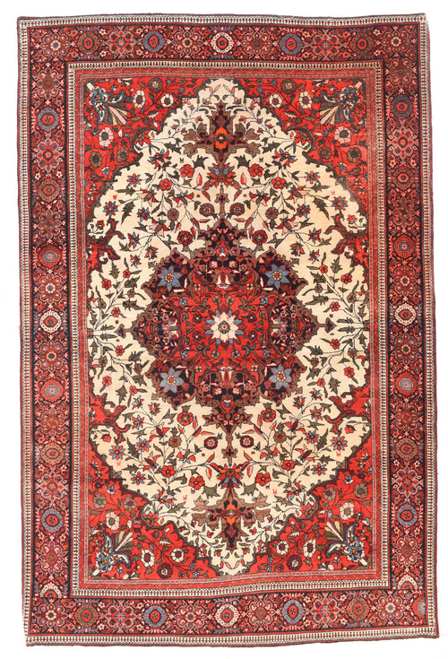 Antique Beige Farahan Sarouk Persian Area Rug