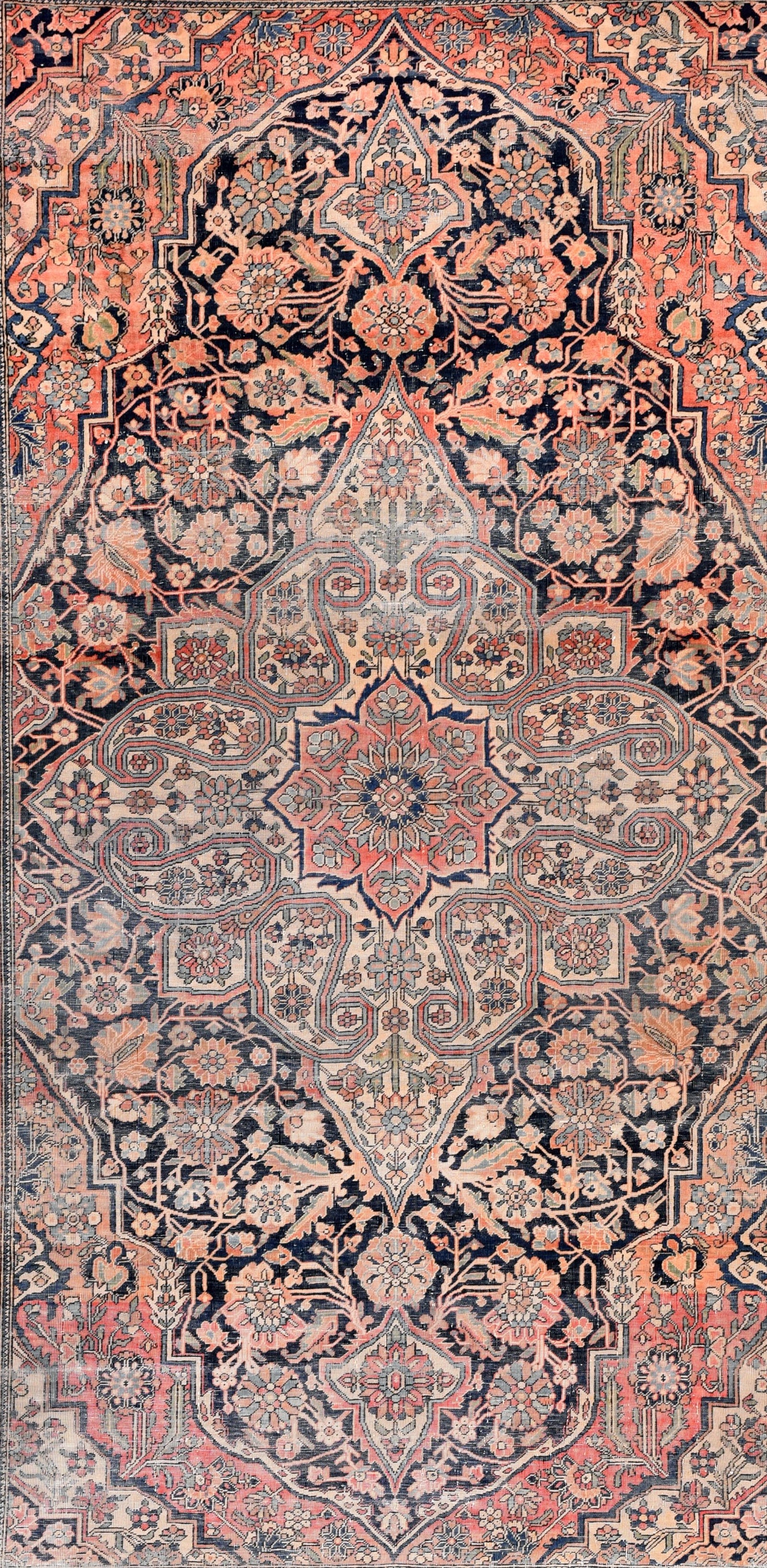 Antique Mohtasham Kashan Persian Area Rug