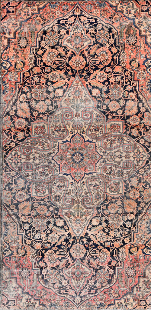 Antique Mohtasham Kashan Persian Area Rug