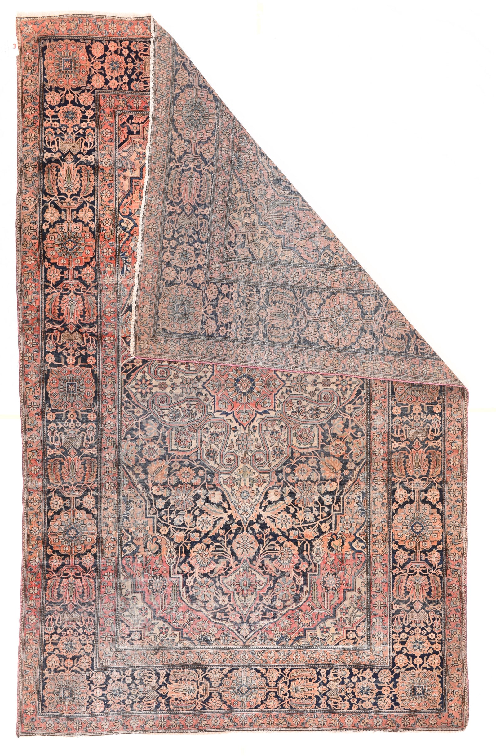 Antique Mohtasham Kashan Persian Area Rug