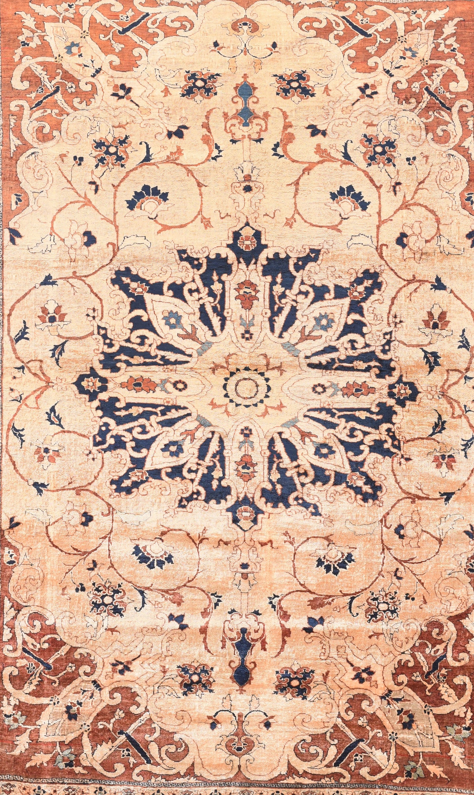 Antique Silk Heriz Persian Rug