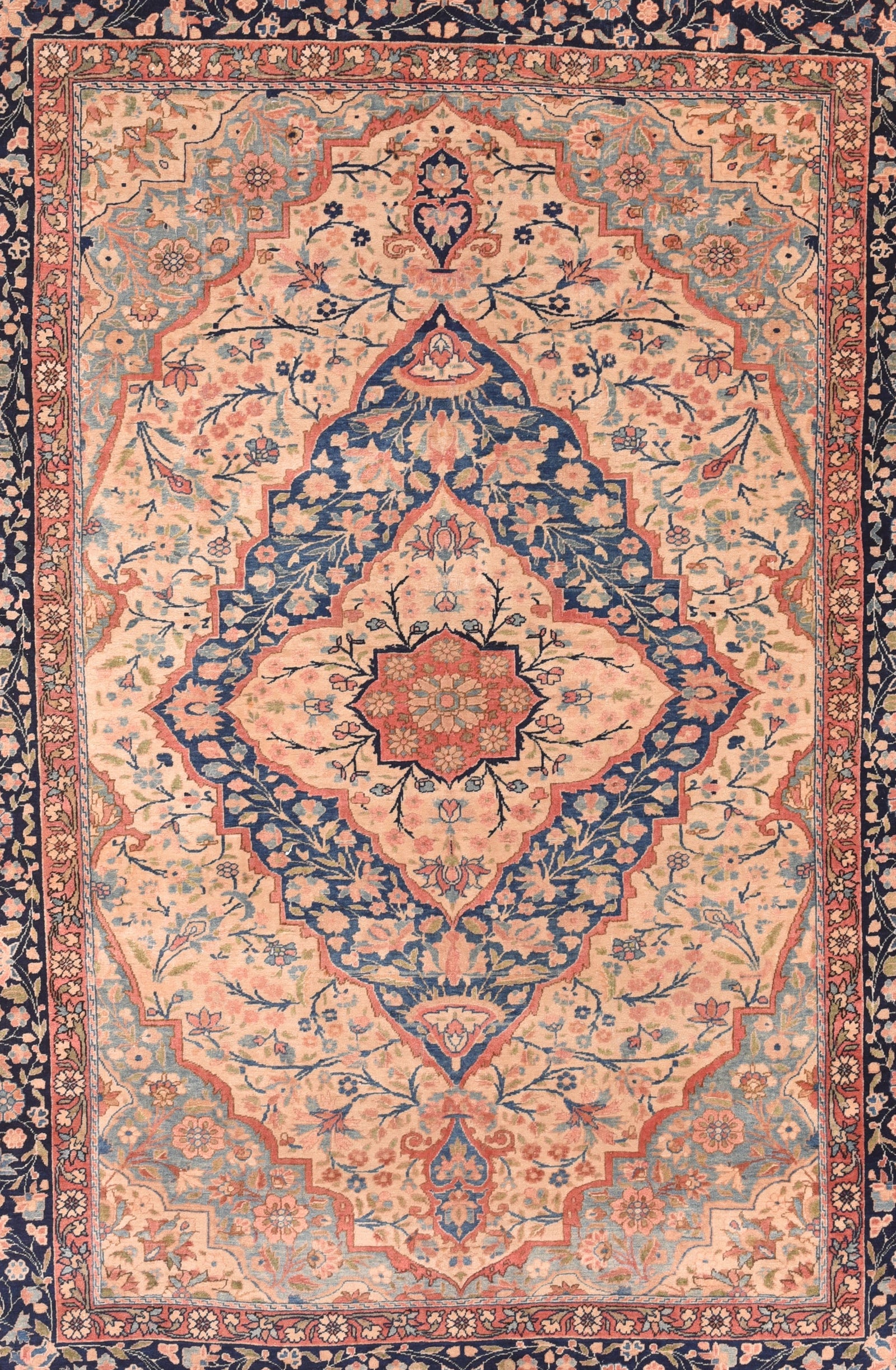 Antique Mohtasham Kashan Persian Area Rug