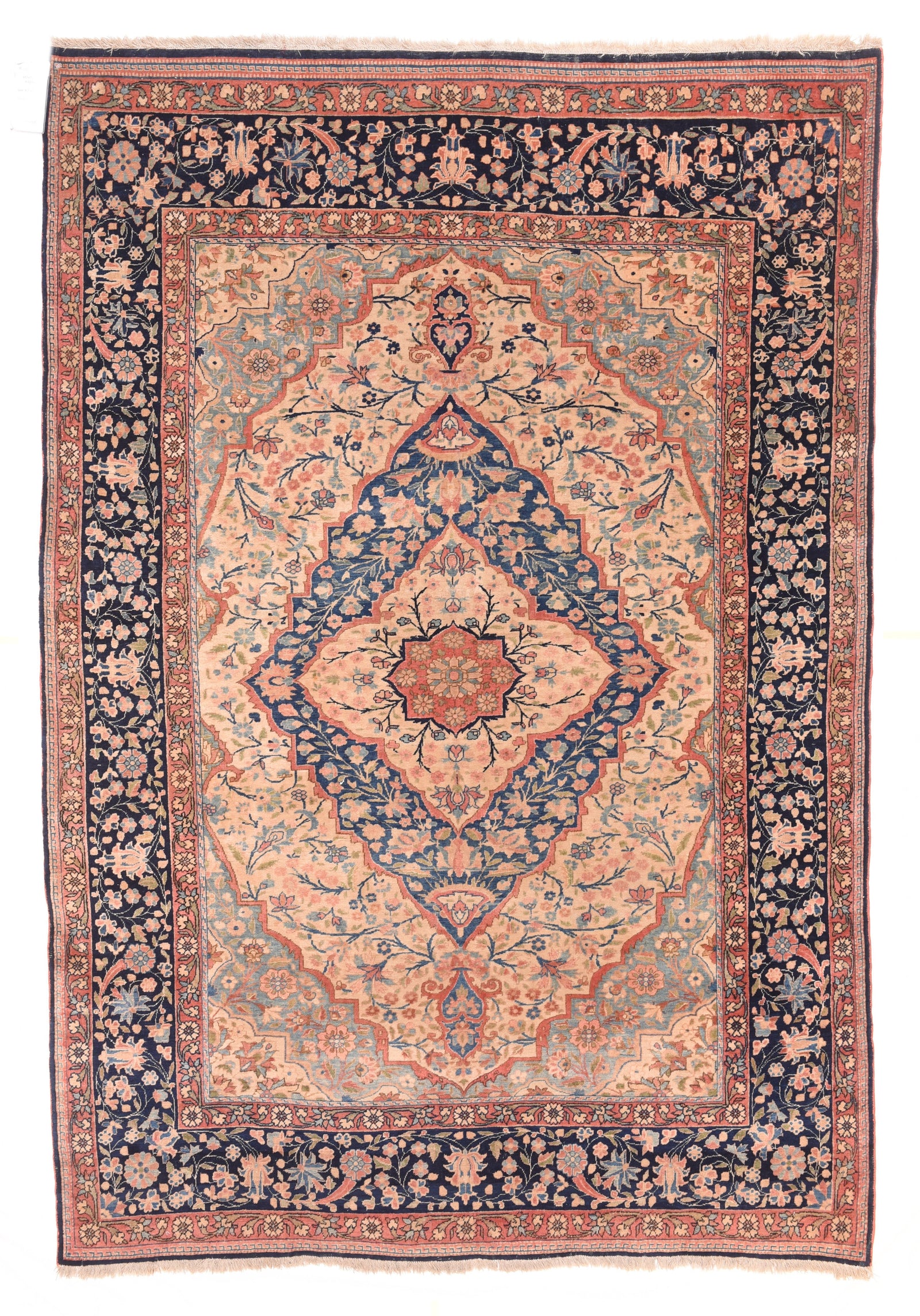 Antique Red Mohtasham Kashan Persian Area Rug