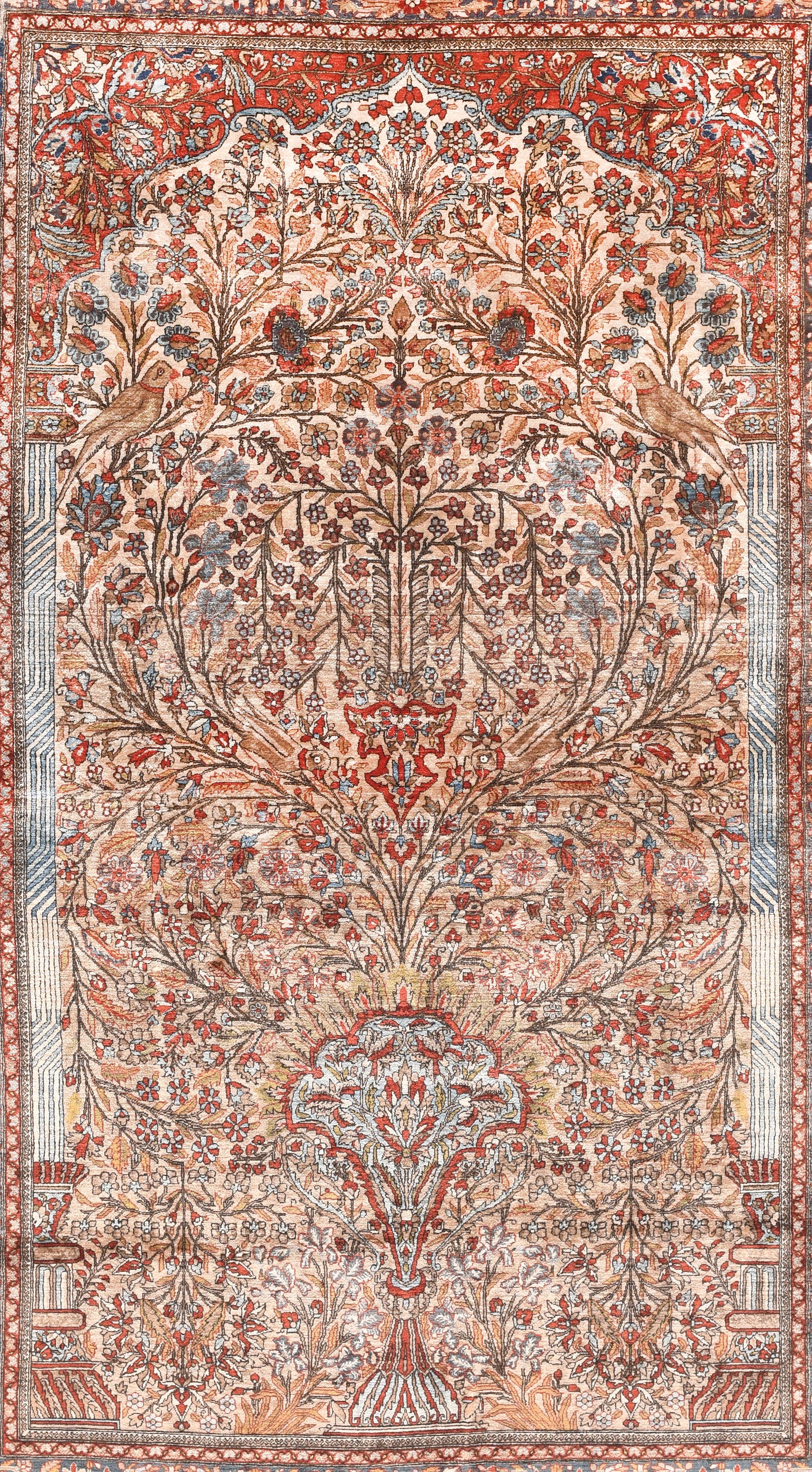 Antique Mohtasham Kashan Persian Area Rug