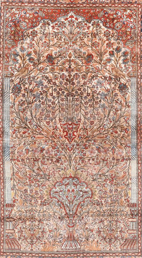 Antique Mohtasham Kashan Persian Area Rug