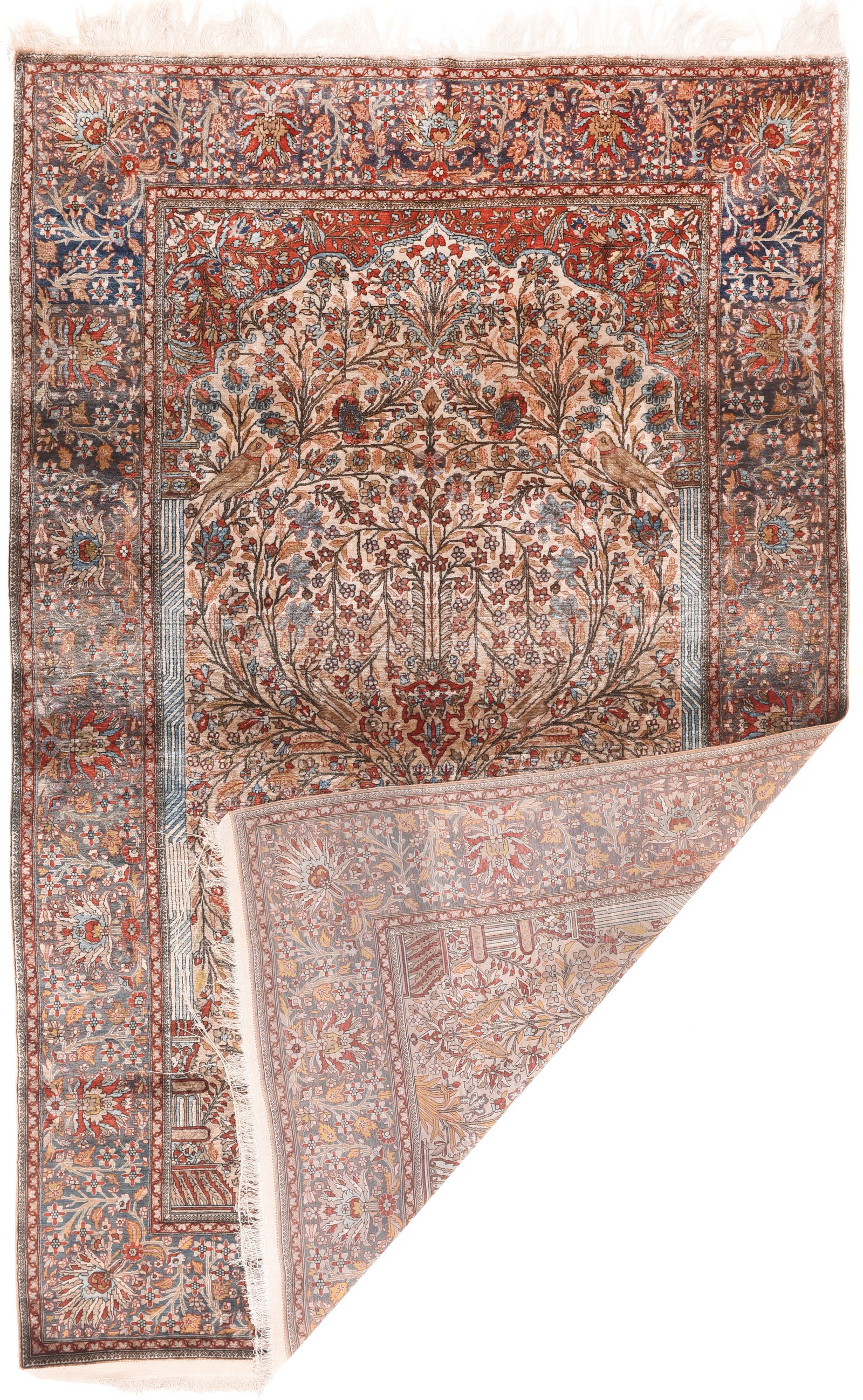 Antique Mohtasham Kashan Persian Area Rug