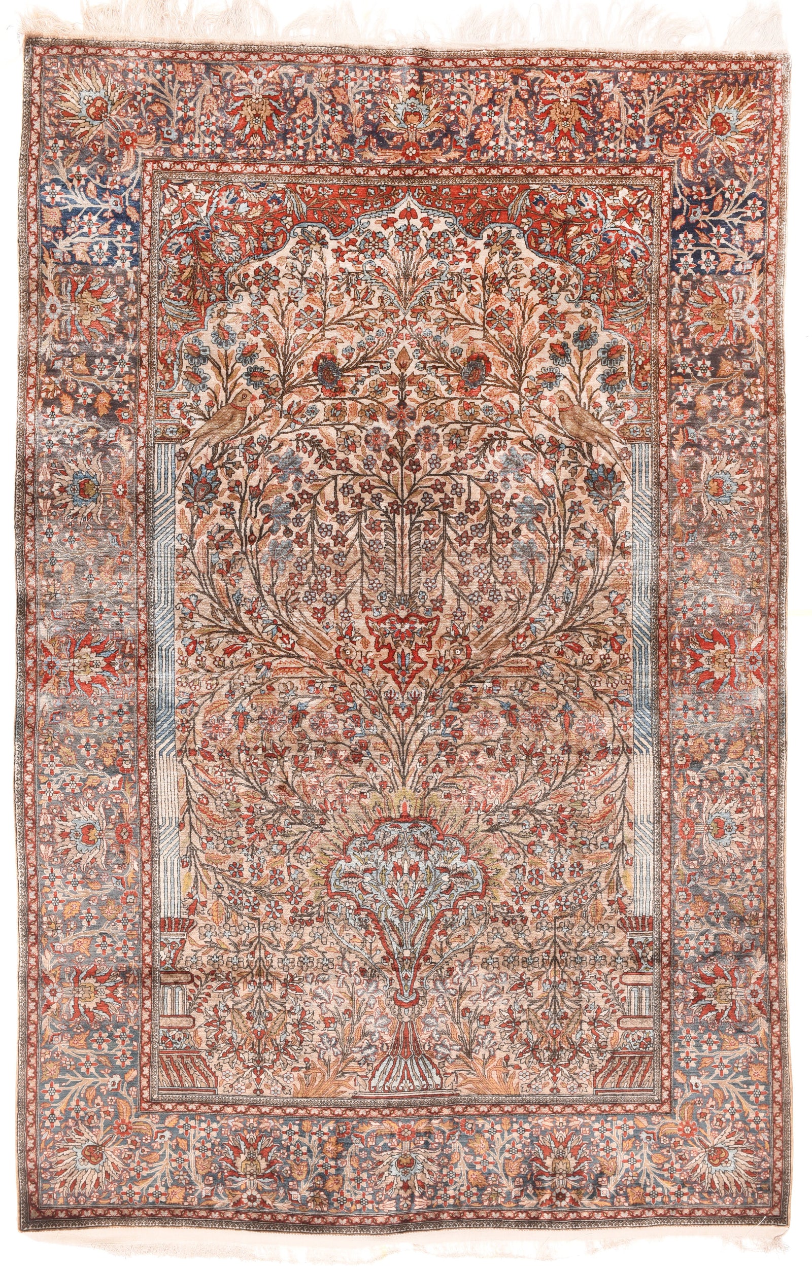 Antique Red Mohtasham Kashan Persian Area Rug