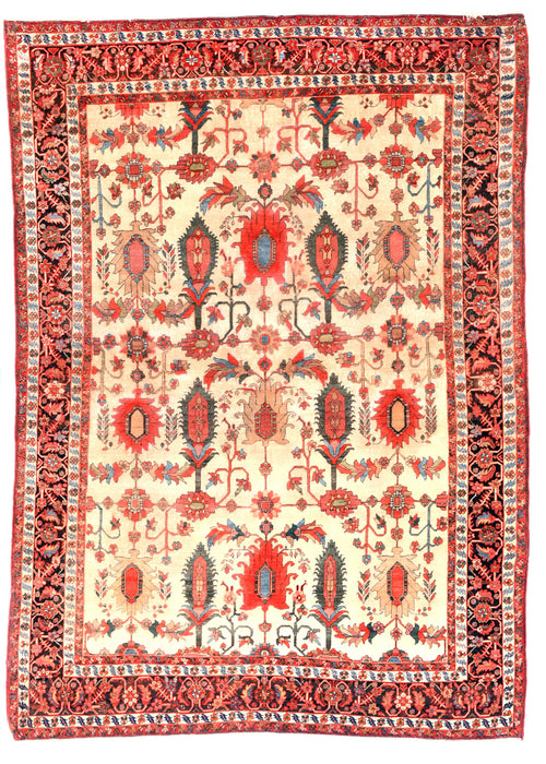 Antique Ivory field Farahan Sarouk Persian Area Rug