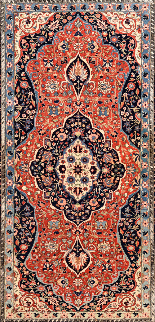 Antique Mohtasham Kashan Persian Area Rug