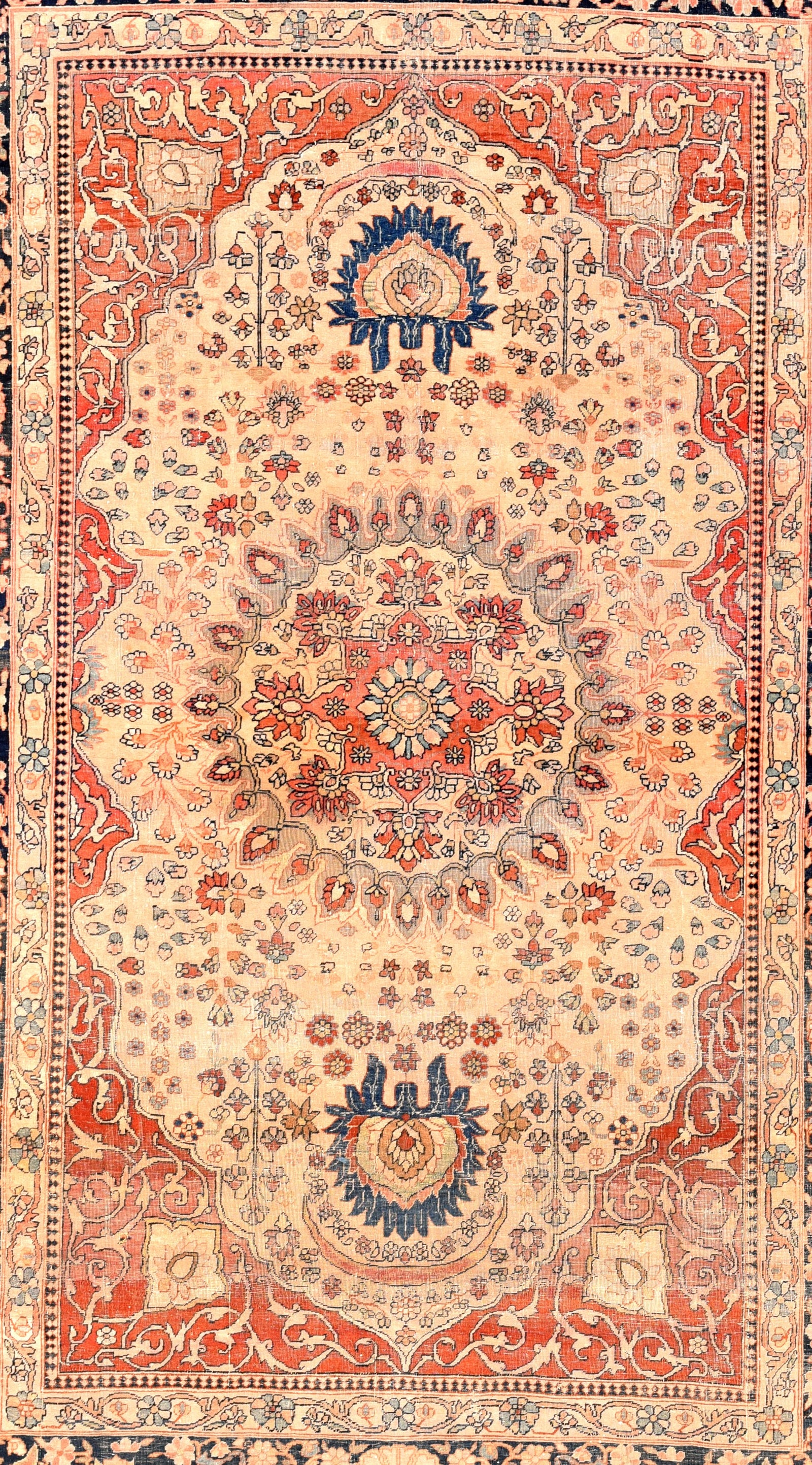 Antique Persian Mohtasham Kashan Area Rug