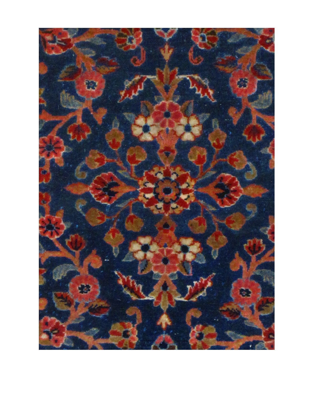 Extremely Fine Antique Persian Kashan Manchester Wool Embossed Design