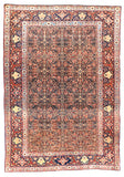 Antique Rust Mohtasham Kashan Persian Area Rug